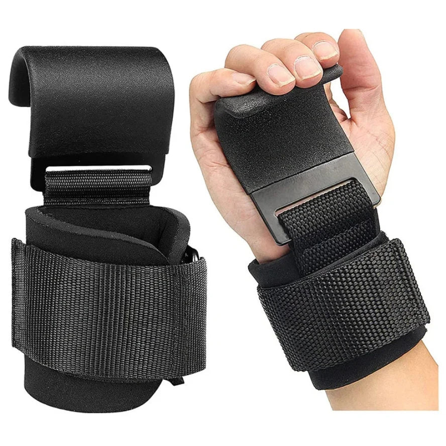 Weight Lifting Hook Grips with Wrist Wraps Hand-Bar Wrist Strap Gym Fitness Hook Weight Strap Pull-Ups Power Lifting Gloves